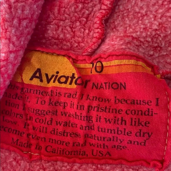 Aviator Nation Red Fleece Hoodie Sweatshirt unisex